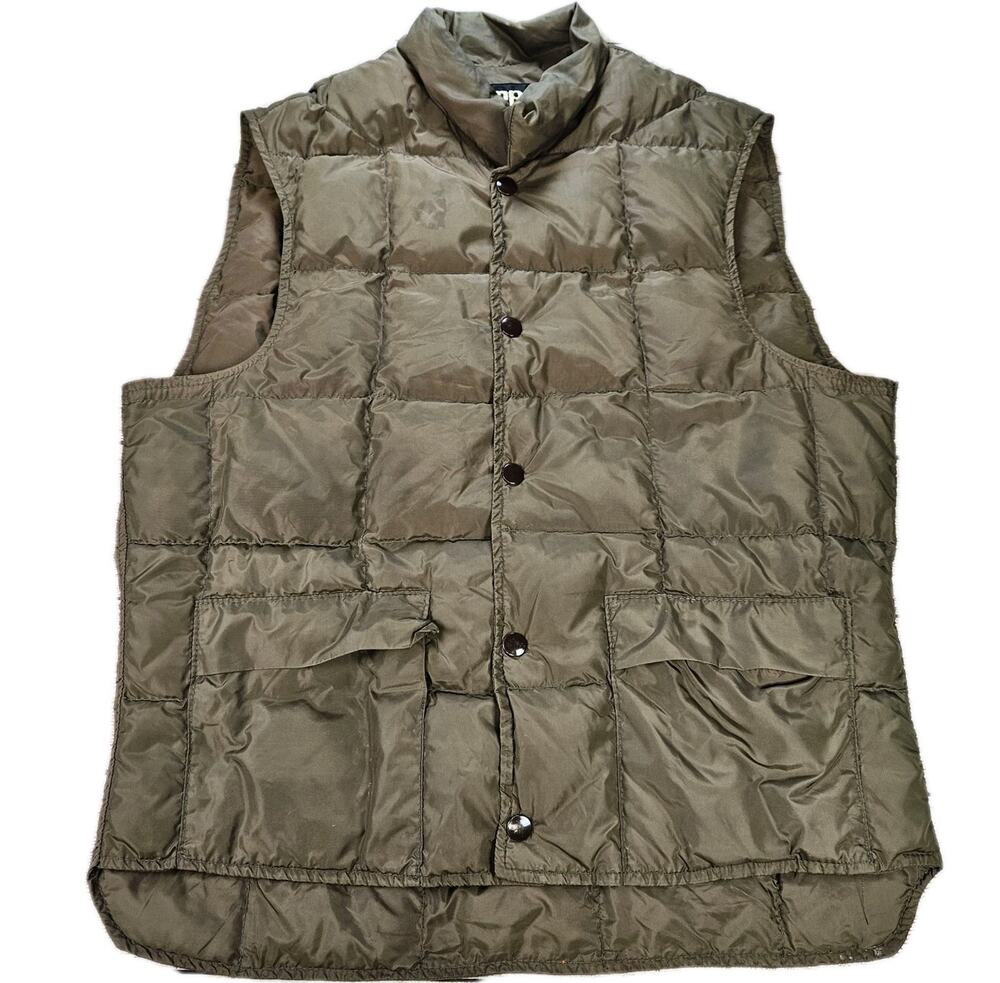 VTG Tempco Brown Puffer Quilted Goose Down Insulated Vest Brown Snap Western Med